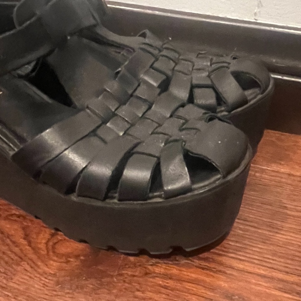 WINDSOR SMITH WOMEN’S LEATHER BLOCK PLATFORM SANDALS, SIZE US 7, BLACK - Picture 7 of 14